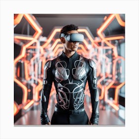 Futuristic Man In Futuristic Suit 39 Canvas Print