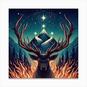 Deer On Fire Canvas Print