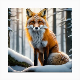 Fox In The Snow 7 Canvas Print