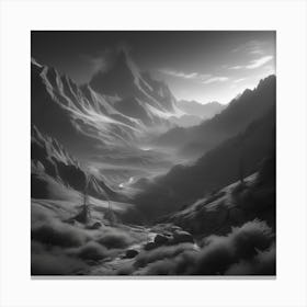 Black And White Mountain Landscape 3 Canvas Print