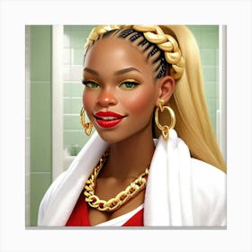 Black Girl In A Bathrobe Canvas Print