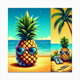 Pineapple On The Beach 1 Canvas Print