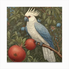 Cockatoo And Pomegranate Blue Walter Crane Art Print 1 Canvas Print