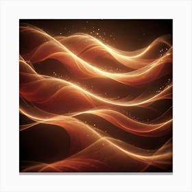 Abstract, Glowing, Golden Waves On A Dark Background Canvas Print