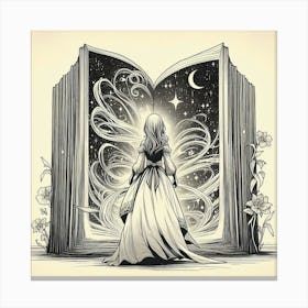 Magic book and girl 2 Canvas Print