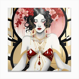 Sexy Woman Gothic Japanese texture monocamatic Canvas Print