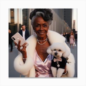 Woman With A Dog Canvas Print