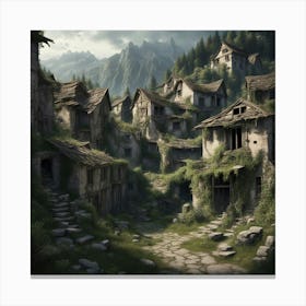 Village In The Mountains 4 Canvas Print