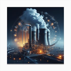 Futuristic Industrial City Canvas Print