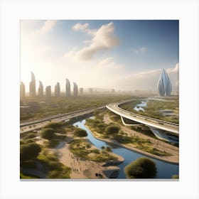 Futuristic Cityscape 154 Canvas Print