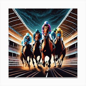 Horse Racing At Night 2 Canvas Print