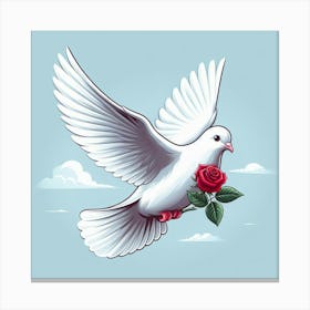 Dove With Rose Canvas Print