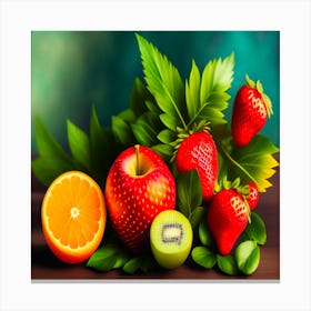 The word fruit on the fruit, Fresh Fruits Canvas Print