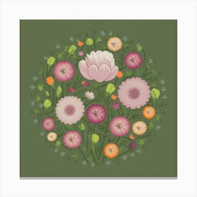 Flowers In A Circle 2 Canvas Print