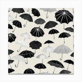 Umbrellas black and white Canvas Print