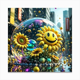 Smiley Face In A Bubble Canvas Print