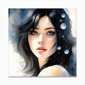 Watercolor Of A Girl Canvas Print
