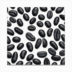 Black Coffee Beans Isolated On White Background Canvas Print