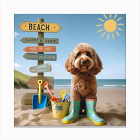 Dog At The Beach Canvas Print