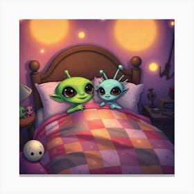 Aliens In Bed Canvas Print