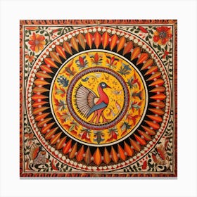 Peacock Painting Madhubani Painting Indian Traditional Style Canvas Print