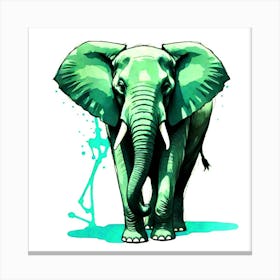 Green Elephant Canvas Print