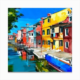 Colorful Houses In Burano Canvas Print