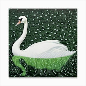 Ohara Koson Inspired Bird Painting Swan 4 Square Canvas Print