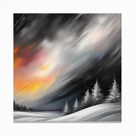 Sunset In The Snow 1 Canvas Print