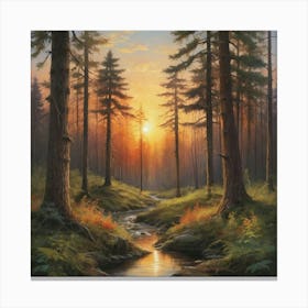 Sunset In The Forest Art Print 0 Canvas Print