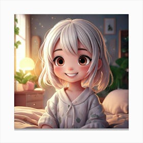 Firefly Chibi Girl Smiling In A Cozy Bedroom 58629 (3) Canvas Print