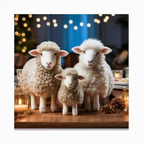 Firefly Festive Holiday Gathering With A Woolly Sheep Family 21613 (2) Canvas Print