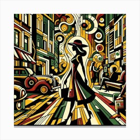 Woman Walking Down The Street 3 Canvas Print