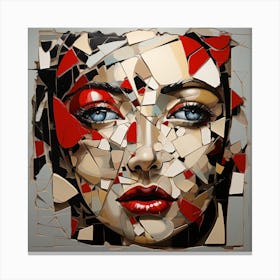 Woman With A Broken Face Canvas Print