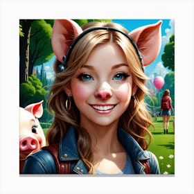 Pigs In The Park Canvas Print