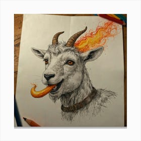 Goat With Flames Canvas Print