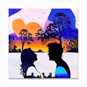 Lovers At Sunset Canvas Print