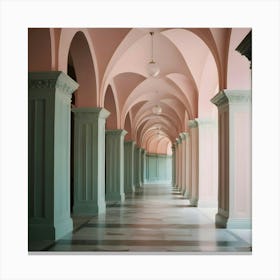 Pink Hallway - Hallway Stock Videos & Royalty-Free Footage 3 Canvas Print