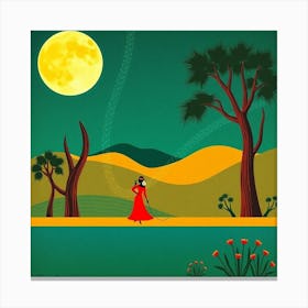 Woman In Red Canvas Print