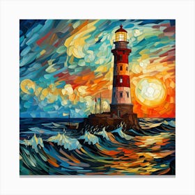 Lighthouse At Sunset 28 Canvas Print