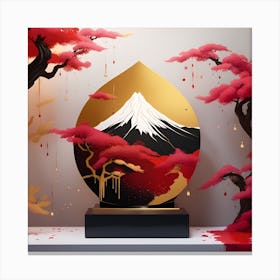 Japanese Mountain Textured Monohromatic Canvas Print