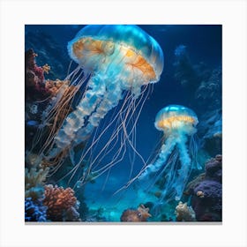 Jellyfishes In The Ocean Canvas Print