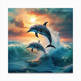 Default Pictures Of The Sea With Dolphins 2 Canvas Print