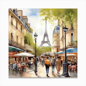 Paris Cafes.Cafe in Paris. spring season. Passersby. The beauty of the place. Oil colors.5 Canvas Print