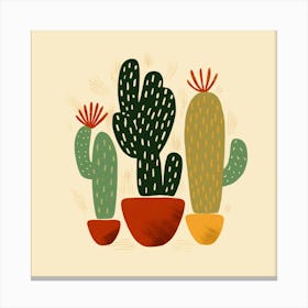 Rizwanakhan Simple Abstract Cactus Non Uniform Shapes Petrol 31 Canvas Print