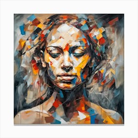  Portrait Art, Abstract Woman Face, Vibrant Colors Print Canvas Print