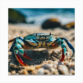 Blue Crab On The Beach 1 Canvas Print