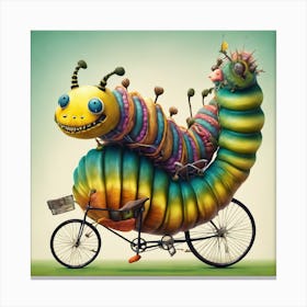 846880 Giant Caterpillar Riding A Bicycle, Surreal, Absur Xl 1024 V1 0 Canvas Print