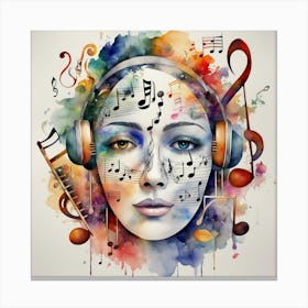 Music Woman With Headphones Canvas Print