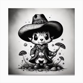 Mouse Cowboy Holding a Mushroom  Canvas Print